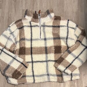 Plaid Sherpa Pullover